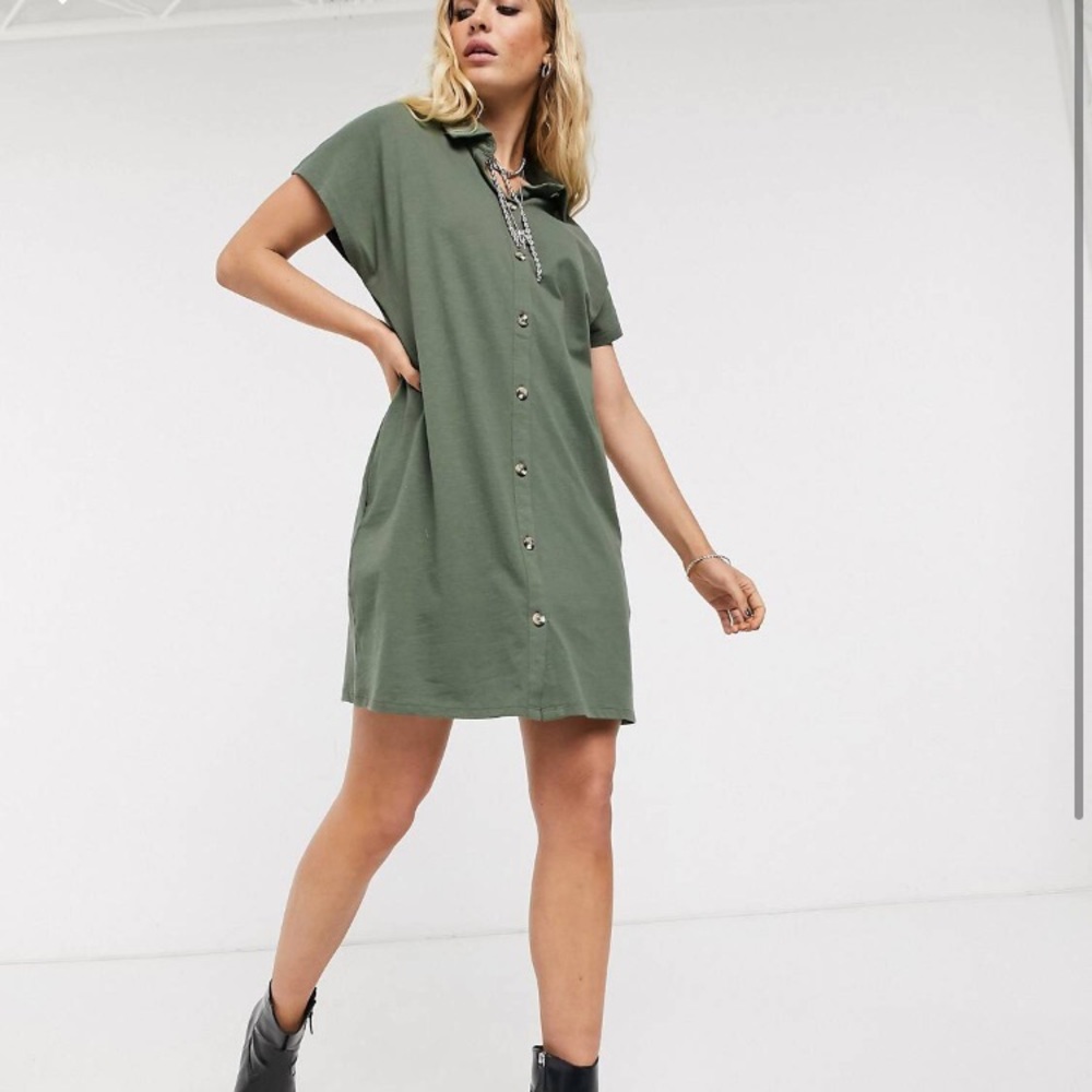 ASOS design shirt mini dress in khaki